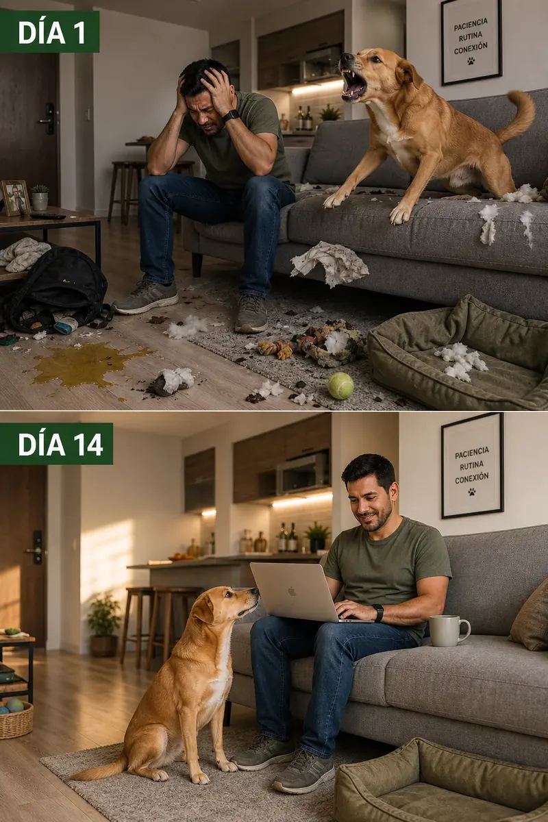 Comparación visual del Día 1 y el Día 14 del Método Canino